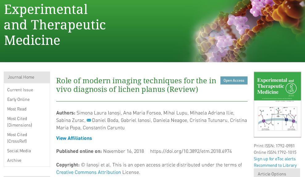 articol stiintific spandidos publication lichen plan metode neinvazive diagnostic